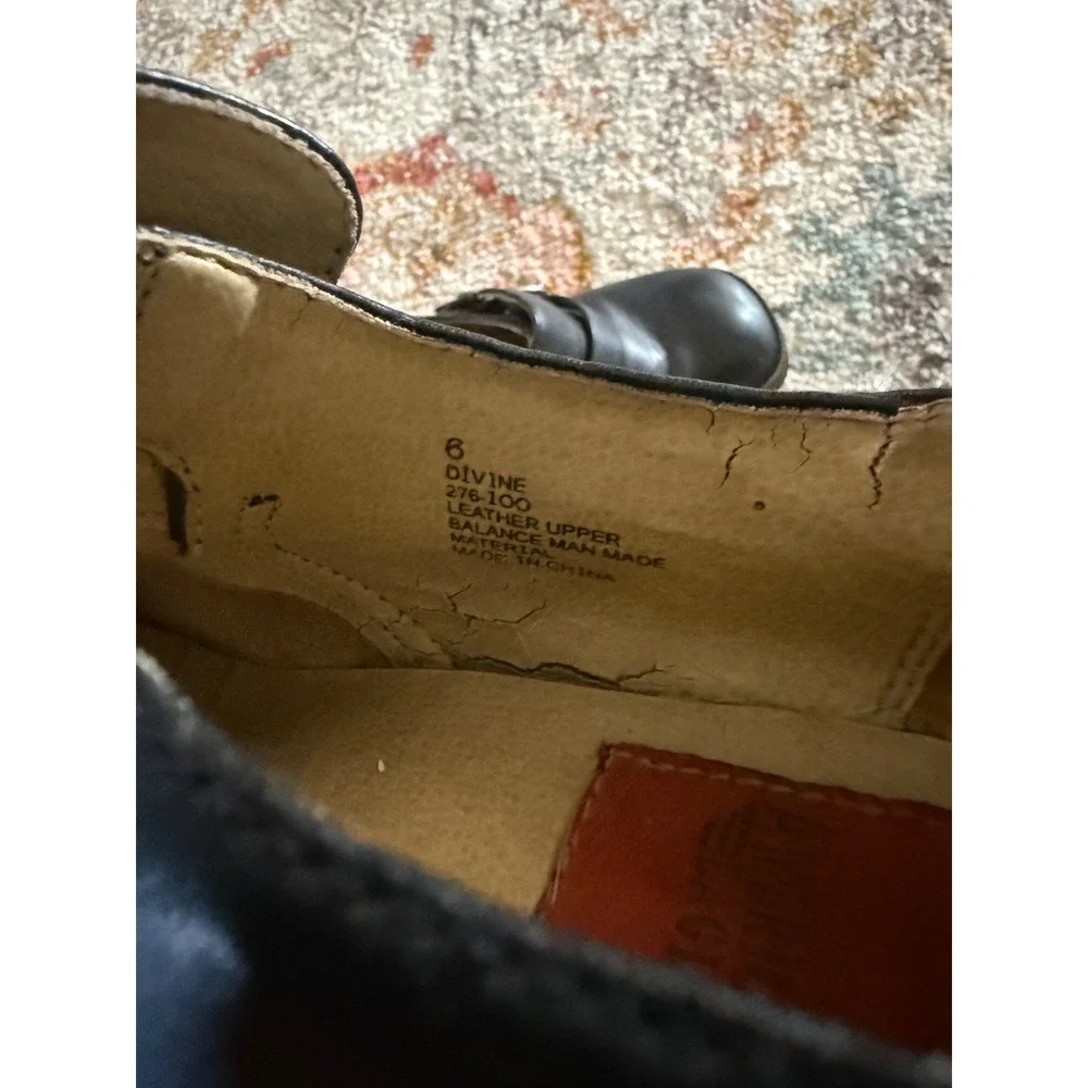 American Eagle Vintage Grunge Divine Black Leather Platform Chunky Block Shoes 6